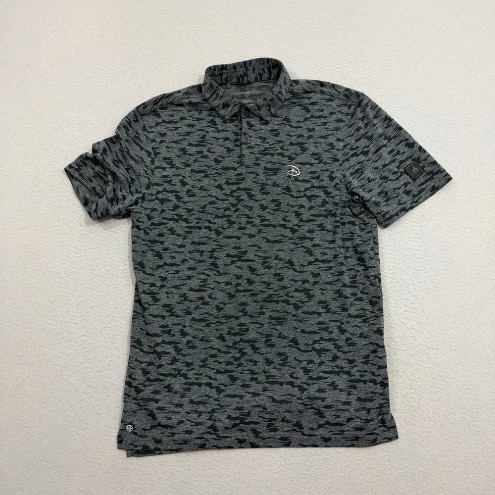 Adidas Disney Golf Polo Shirt Men's Small Gray Camo Golfing Stretch Performance